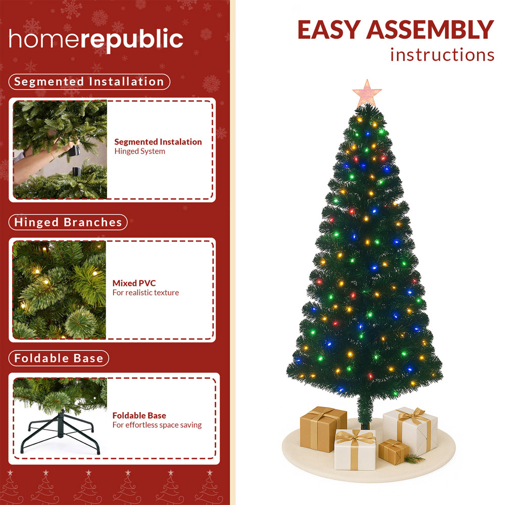 Noel Square Pre Lit LED Green Artificial Xmas Tree 5.9ft Image 4