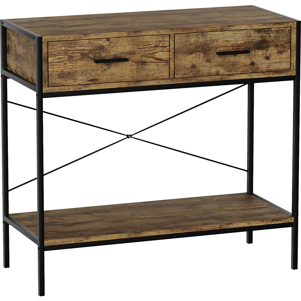Vida Designs Brooklyn 2 Drawer Dark Wood Console Table Image 2