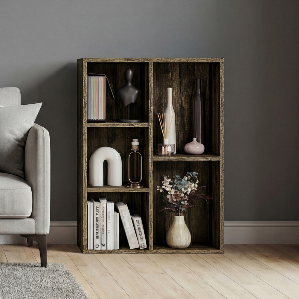 VIDA DESIGNS 5 Shelf Dark Wood Cube Storage Unit Image 3