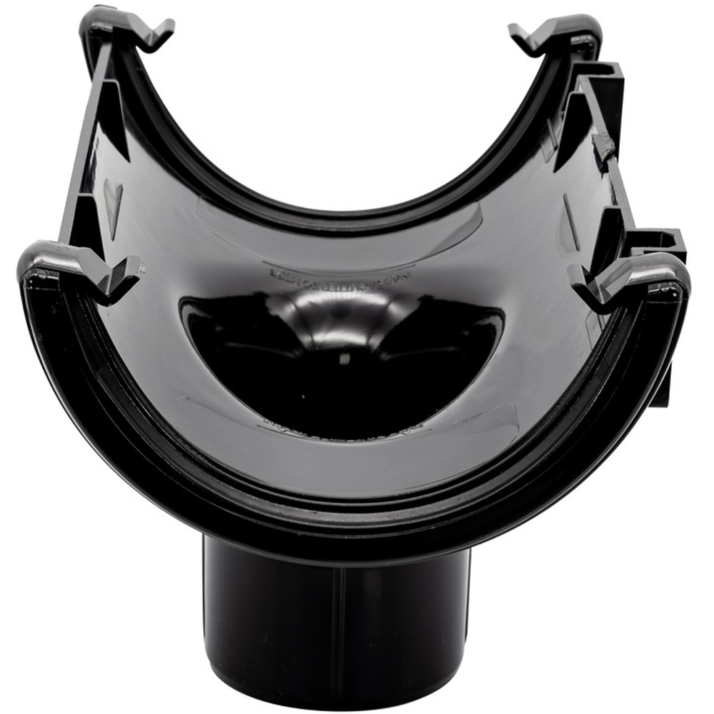 FloPlast Half Round Gutter Running Outlet Black 112mm Image 3