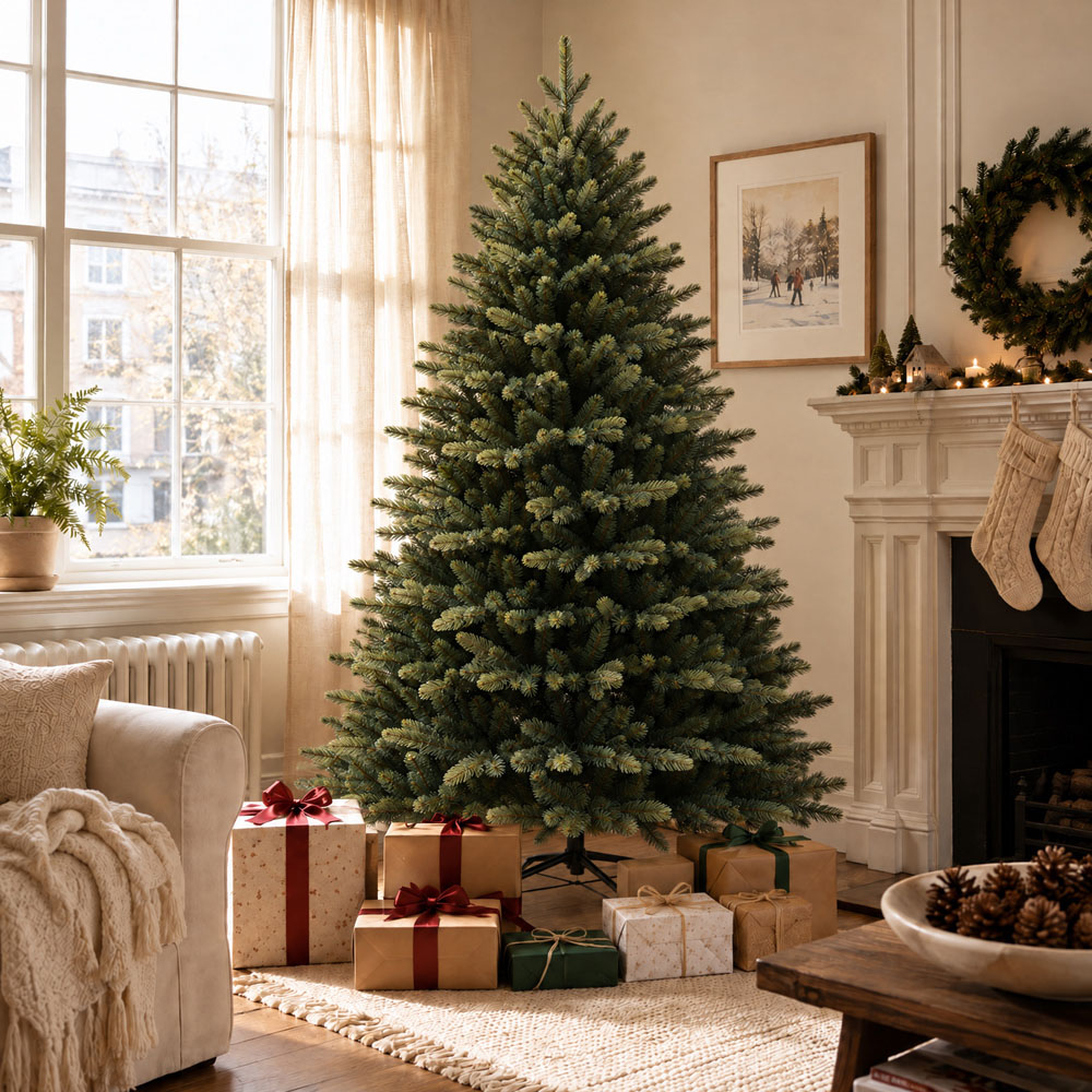 Artemis Home Ferncombe Warm White and Multicolour LED Pre-Lit Green Artificial Christmas Tree 7ft Image 2