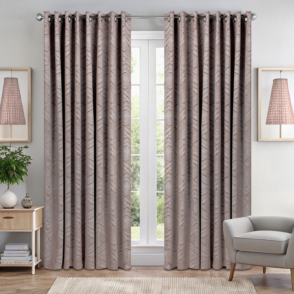 Alan Symonds Rust Geometric Aztec Print Blackout Ring Top Eyelet Curtains 168 x 183cm Image 7