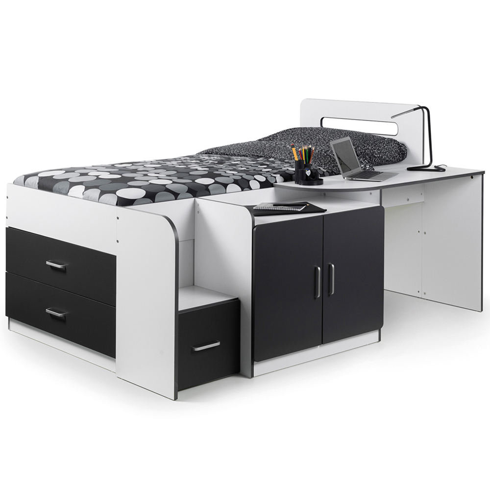 Julian Bowen Matt White and Charcoal Grey Cookie Cabin Bed with Storage Image 4