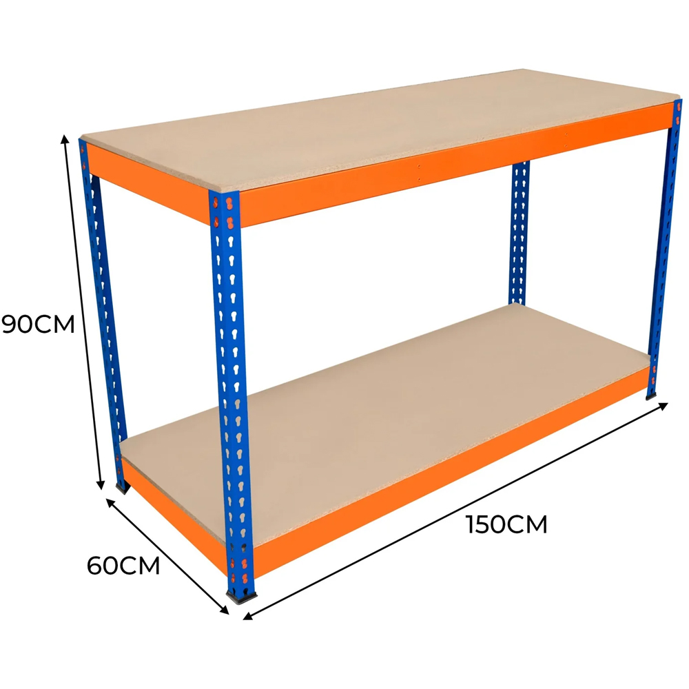 MonsterShop S-Rax 2 Shelf Blue and Orange Workbench 150 x 60cm Image 5