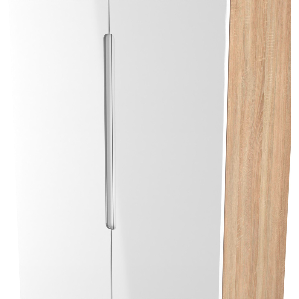 Crowndale Milan 2 Door White Gloss and Bardolino Oak Tall Wardrobe Ready Assembled Image 5