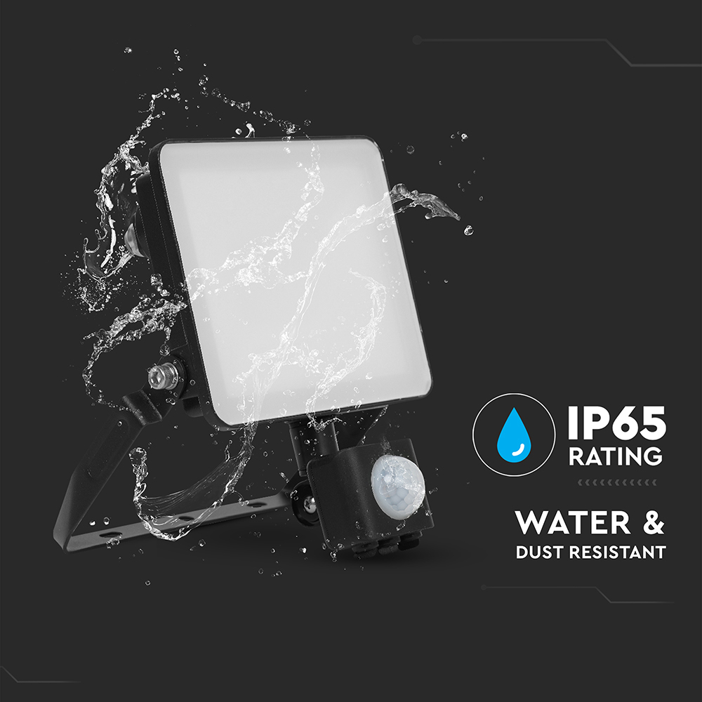 V-TAC 30W 3600 Lumens Daylight White LED Floodlight with PIR Sensor Image 7