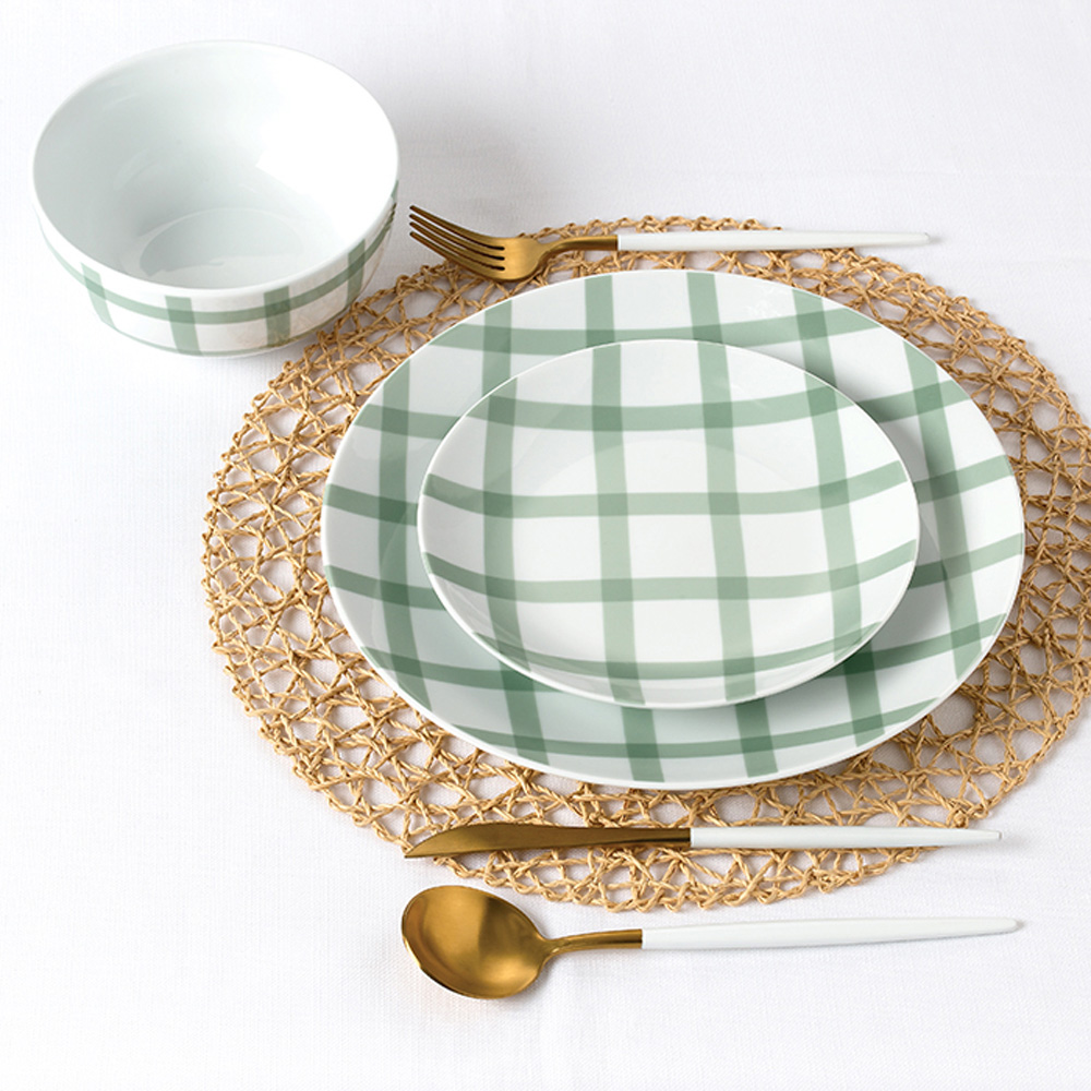 Waterside Gingham Pastels 12 Piece Dinner Set Image 5