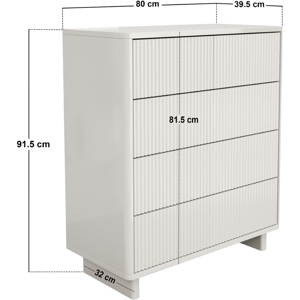 SOLACE+CO Velmor 5 Drawer White Ribbed Chest of Drawers Image 8