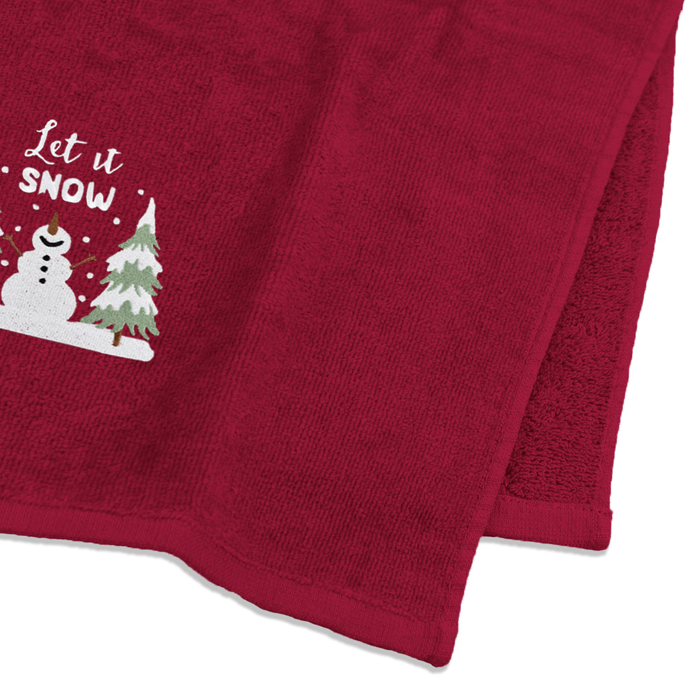 Noel Square Let It Snow Red Hand Towel 2 Pack Image 4