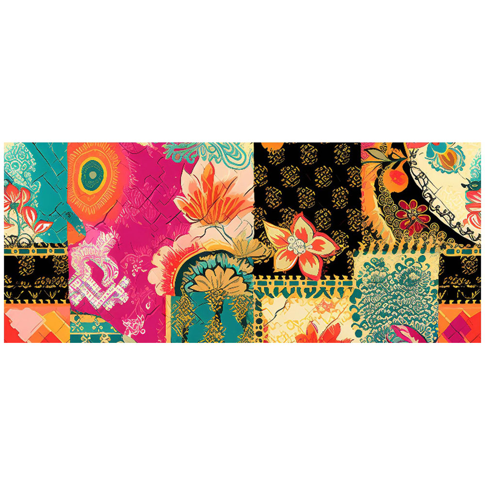 Warren Reed Designer Patchwork Mixed Textiles Glass Bathroom Splashback 25 x 60cm Image 2