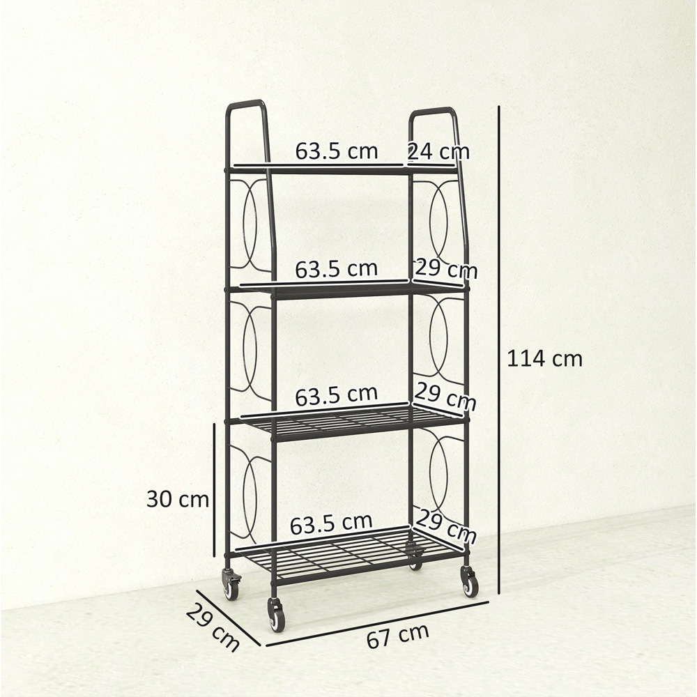 Outsunny 4 Shelf Metal Multipurpose Plant Stand with Lockable Wheels Image 9