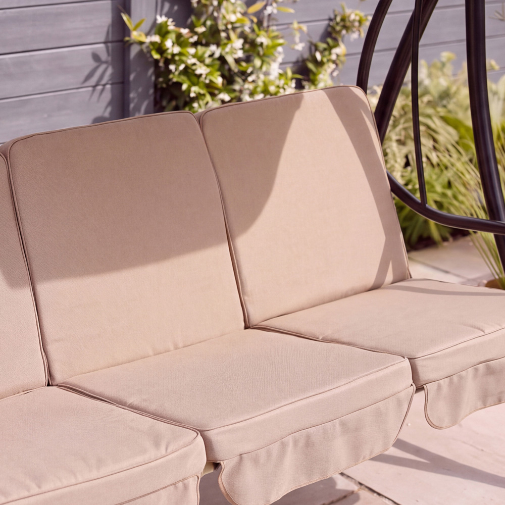 Charles Bentley 3 Seater Cream Garden Swing Seat with Canopy Image 6