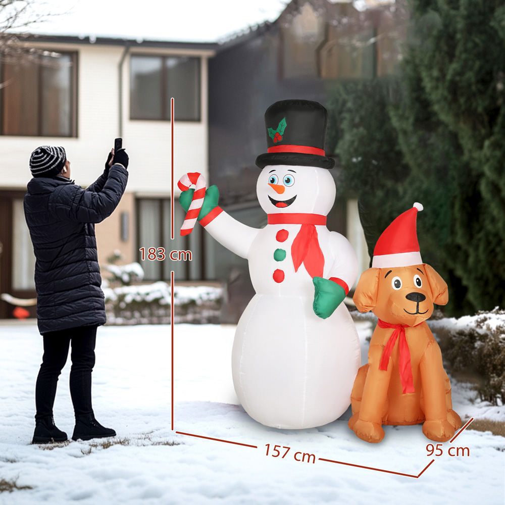 Everglow Christmas Blow Up Inflatable Snowman and Dog Decoration with Built-in LEDs 6ft Image 9