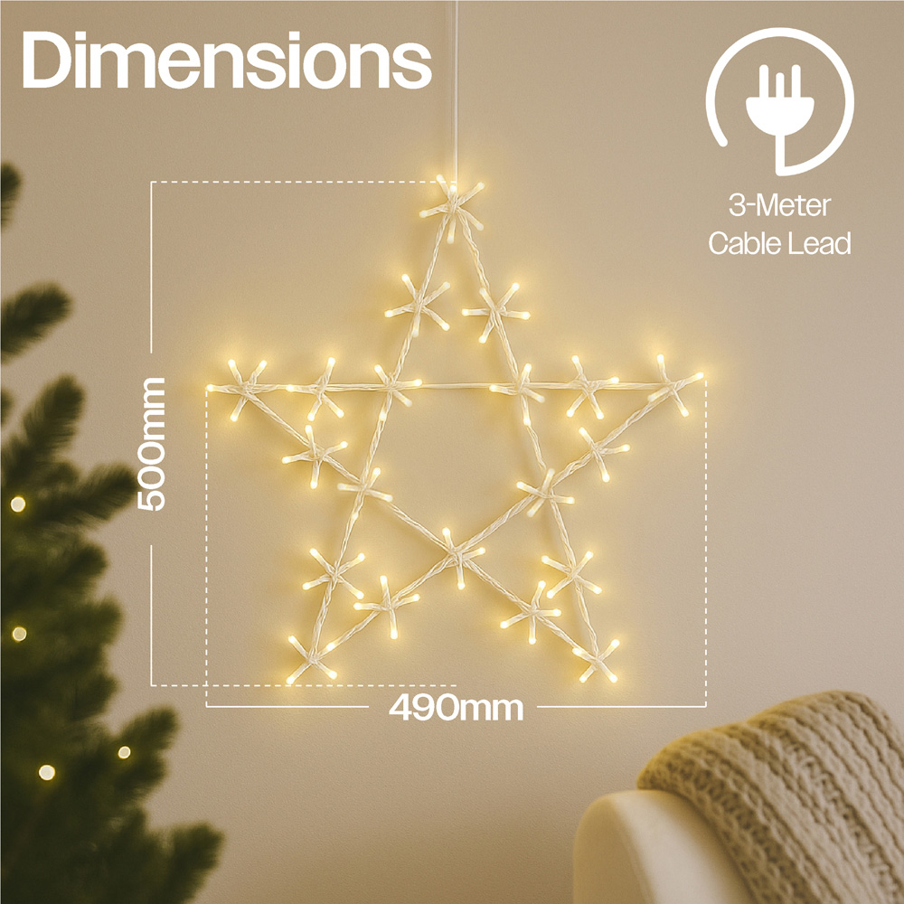 Xmas Haus 120 Warm White LED Metal Star Light 50 x 49cm Image 6