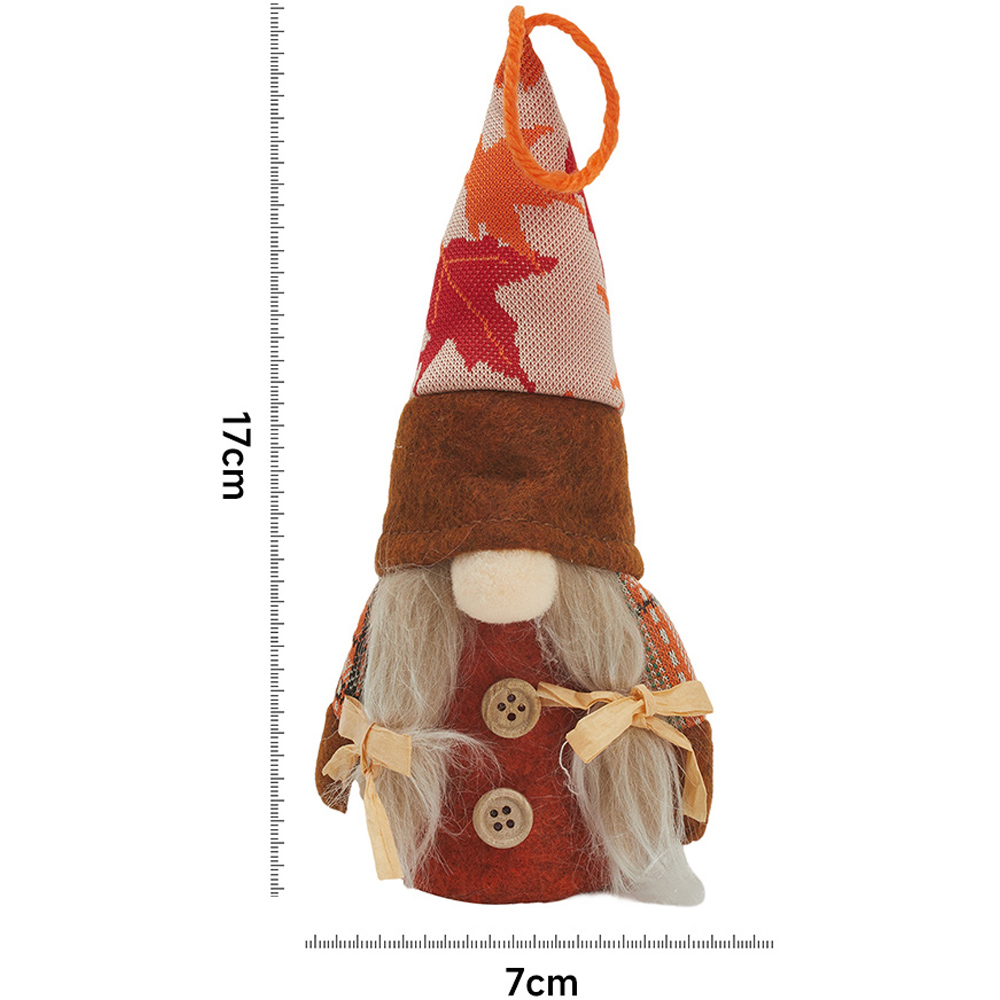 Living and Home Orange Thanksgiving Harvest Maple Gnome LED Ornament 17cm Image 8
