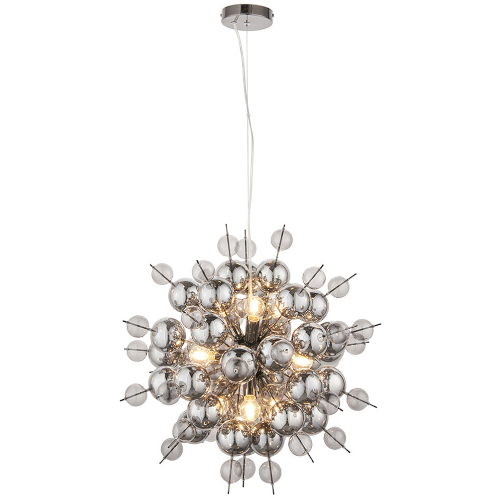 Merano Pavia Tinted Glass Black 9 Light Ceiling Pendant Image 3