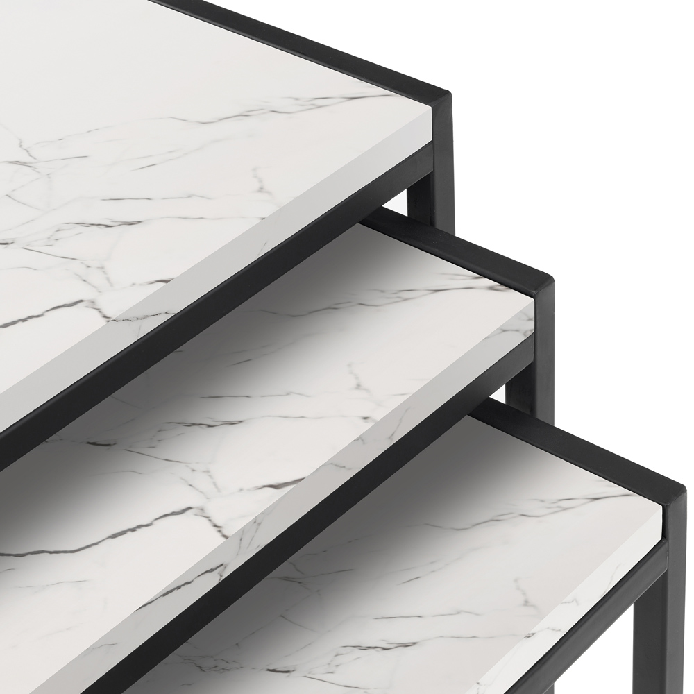 Julian Bowen Tribeca White Marble Nesting Tables Set of 3 Image 4