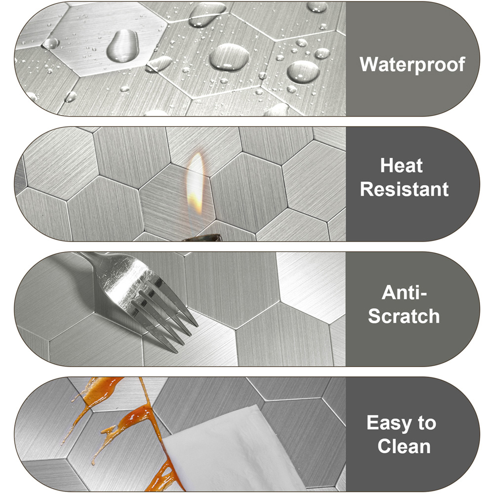 Britwall Large Hexastyle Aluminium Peel and Stick Wall Tile 290 x 288mm Image 6