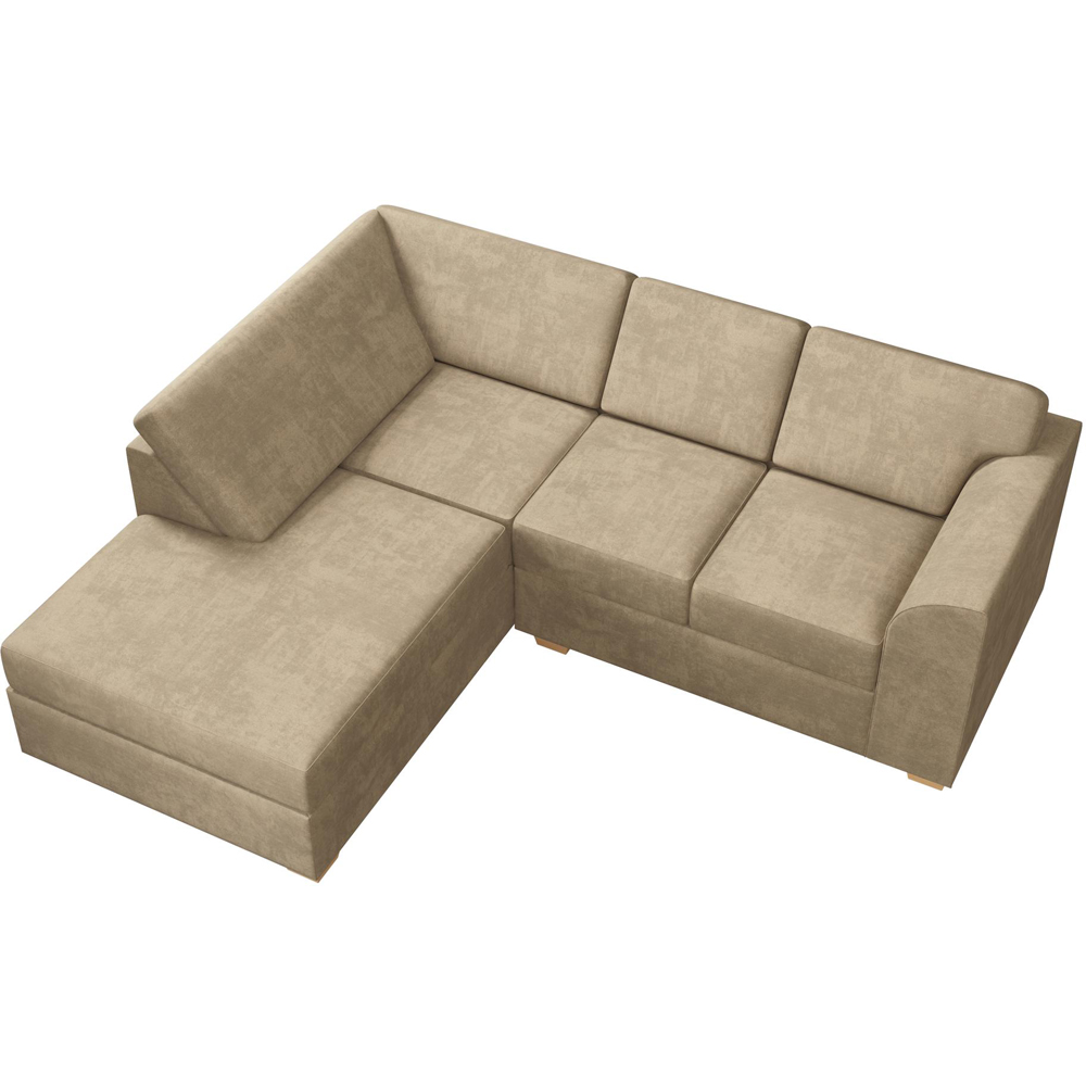 Modo 3 Seater Mink Plush Velvet Left Hand Fixed Back L-Shape Corner Sofa Image 3