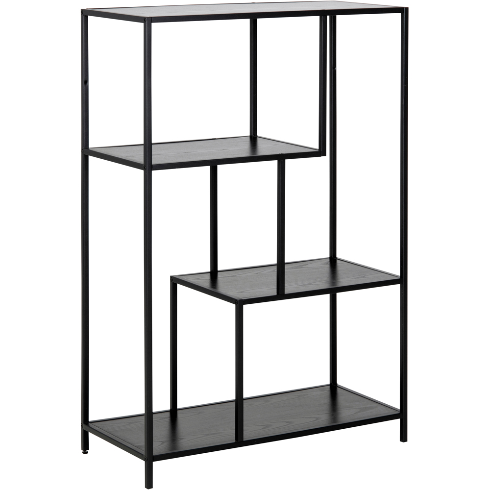 Florence Seaford 3 Shelf Black Metal Asymmetrical Bookcase Image 2