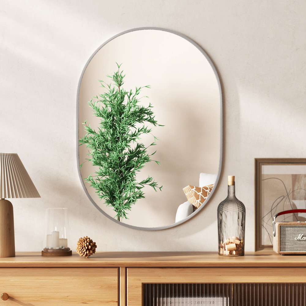 Costway Runway Oval Bathroom Mirror with Shatter Proof Film 70 x 50cm Image 5