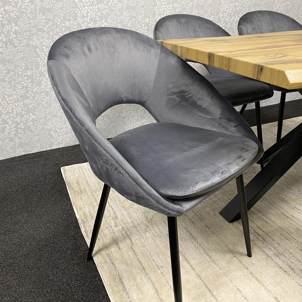 Kosy Koala 6 Seater Velvet Wooden Rectangle Dining Set with Bench Grey Image 2