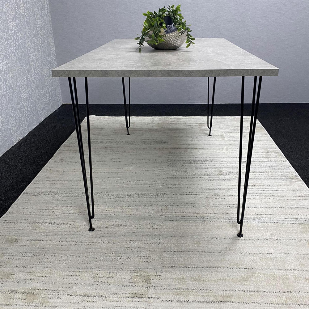 Kosy Koala 6 Seater Rectangular Dining Table with Hairpin Legs Stone Grey Image 6