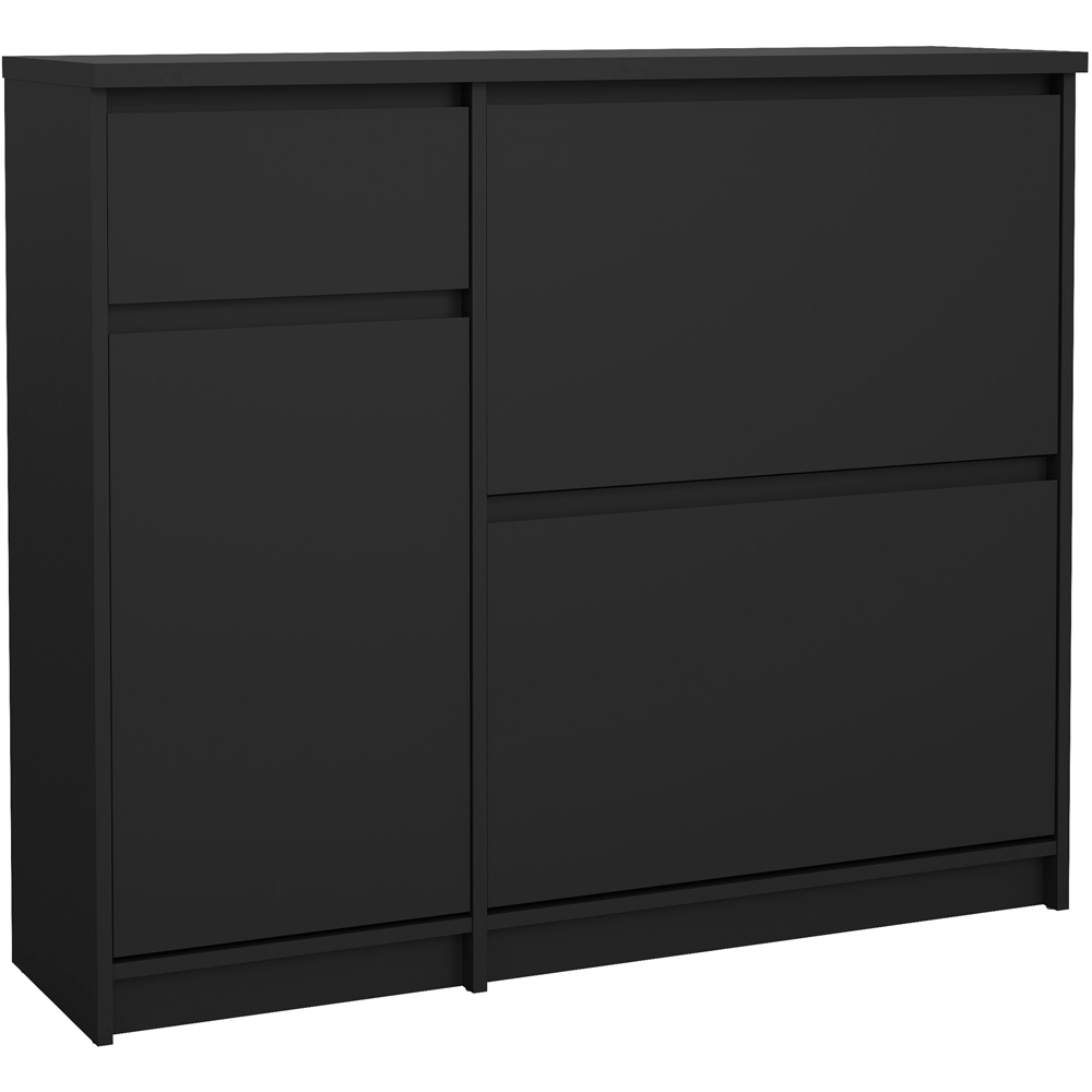 Florence Single Door 3 Drawer Matt Black Shoe Cabinet Image 2