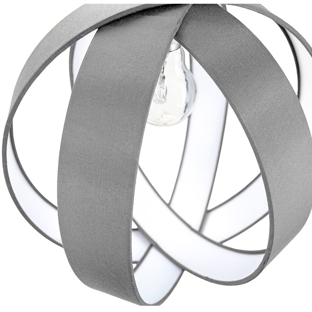 Happy Homewares Grey Faux Silk Fabric Globe Ceiling Pendant Light Shade Image 4