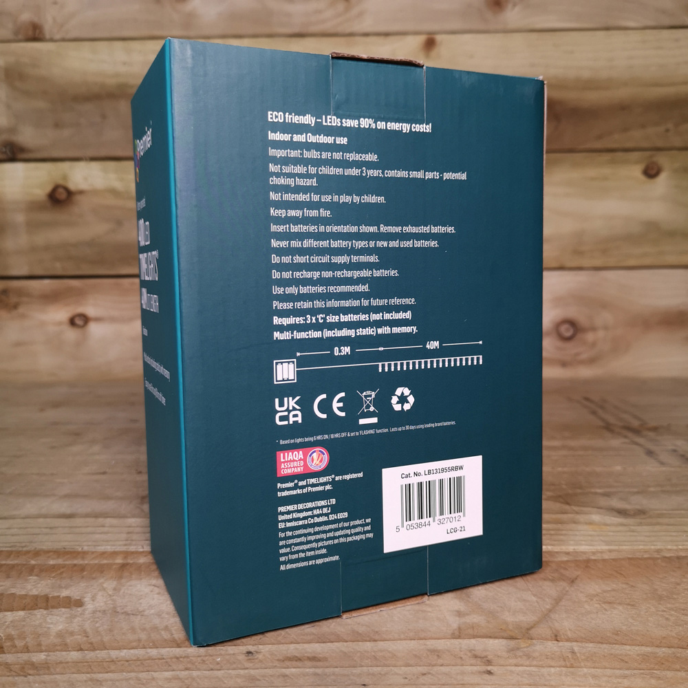 Premier TimeLights 400 Rainbow LED Multi-Function Green String Light 40m Image 4