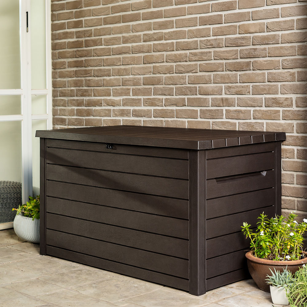 Keter XXL Brown Wood Effect Outdoor Deck Box 870L Image 4