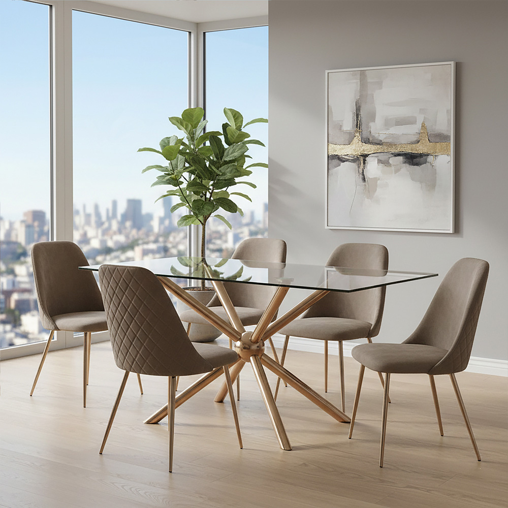 Premier Housewares Novo Rose Gold 6 Seater Rectangular Dining Table Image 3