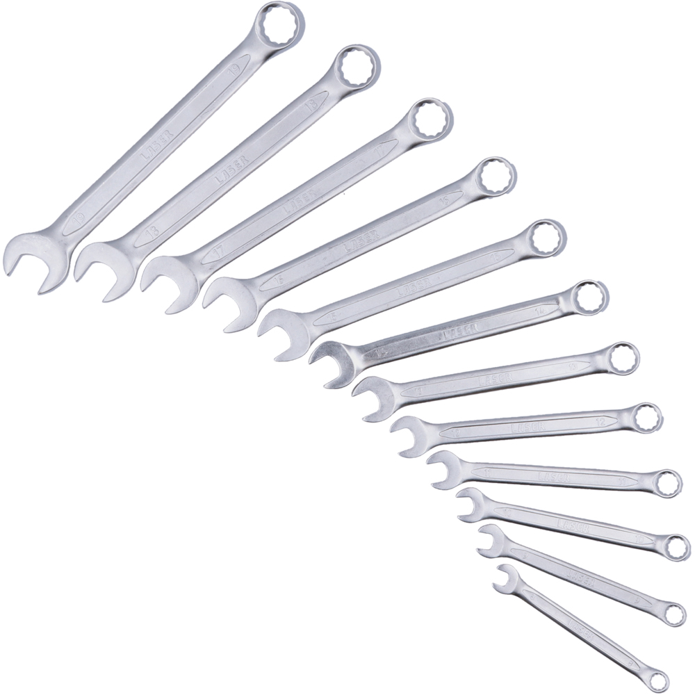 Laser 12 Piece 8-19mm Stamped Matt Finish Bi-Hex Metric Combination Spanner Set Image 3