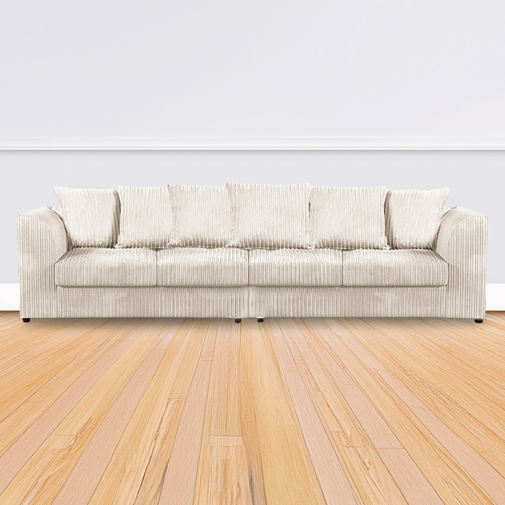Luxor 4 Seater Cream Jumbo Cord Scatter Back Sofa Image 1