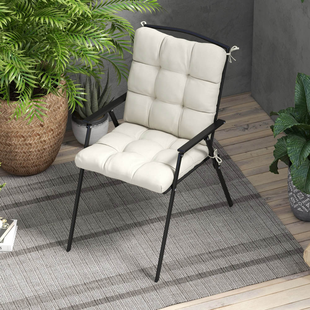 Outsunny Cream White Outdoor Seat Cushion Replacement with Backrest Image 2