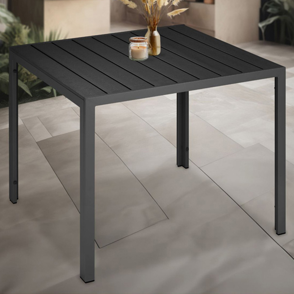 tectake Maren Black Aluminium Garden Table Image 1