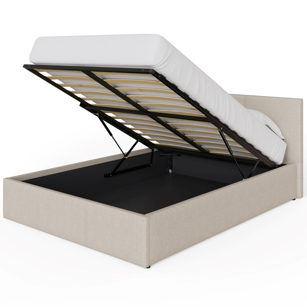 GFW Small Double Natural Hopsack Fabric End Lift Ottoman Bed with Bonnell Mattress Image 4