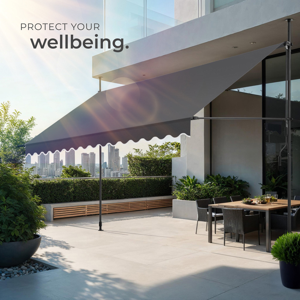 tectake Black and Grey Retractable Awning 4 x 1.8m Image 7