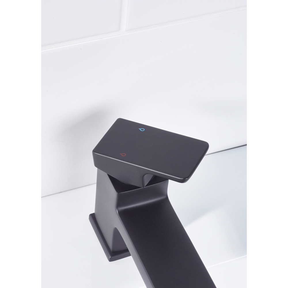 Bristan Cobalt Matt Black Basin Mixer Tap with Clicker Waste Image 3