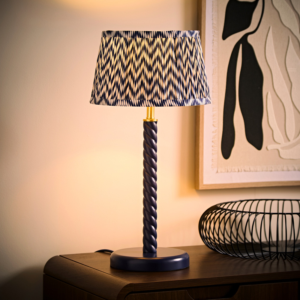 ValueLights Amara Blue Chevron Pleated Shade Navy Twist Table Lamp with Bulb Image 6