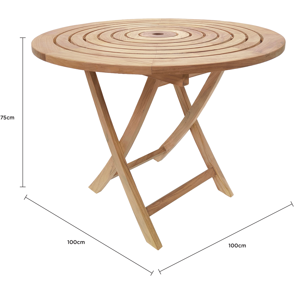 Charles Bentley 4 Seater Teak Wood Round Dining Table Image 9