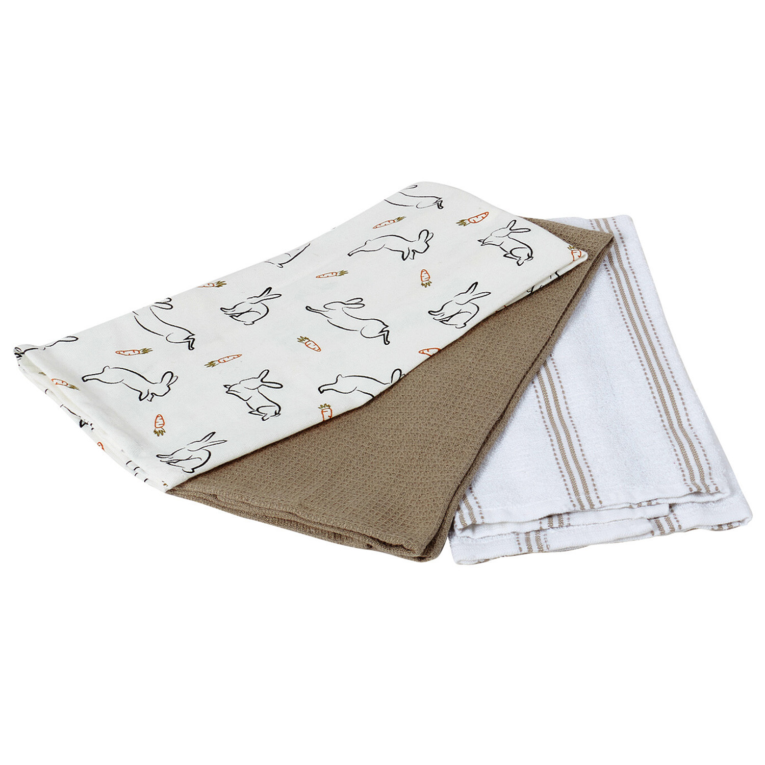 Pack of 3 Bunny Tea Towels - White Image 4