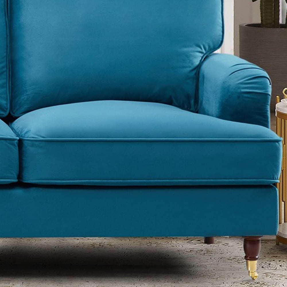 Woodbury 3 Seater Teal Velvet Sofa Image 3