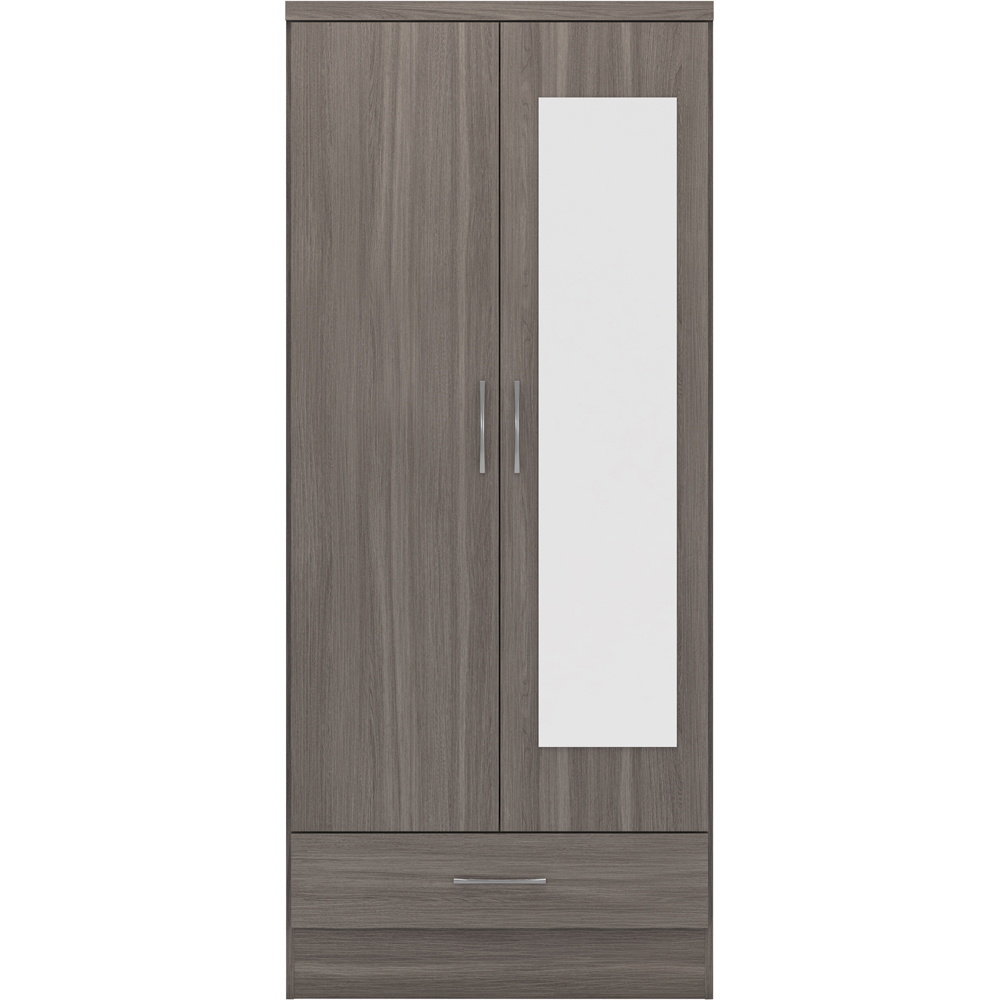 Seconique Nevada 2 Door Black Wood Grain Mirror Wardrobe Image 3