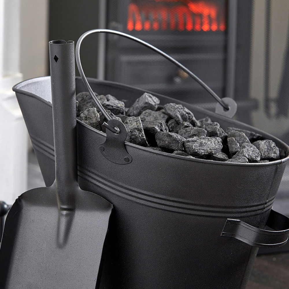 Inglenook Fireside Waterloo Black Metal Bucket with Shovel Image 3