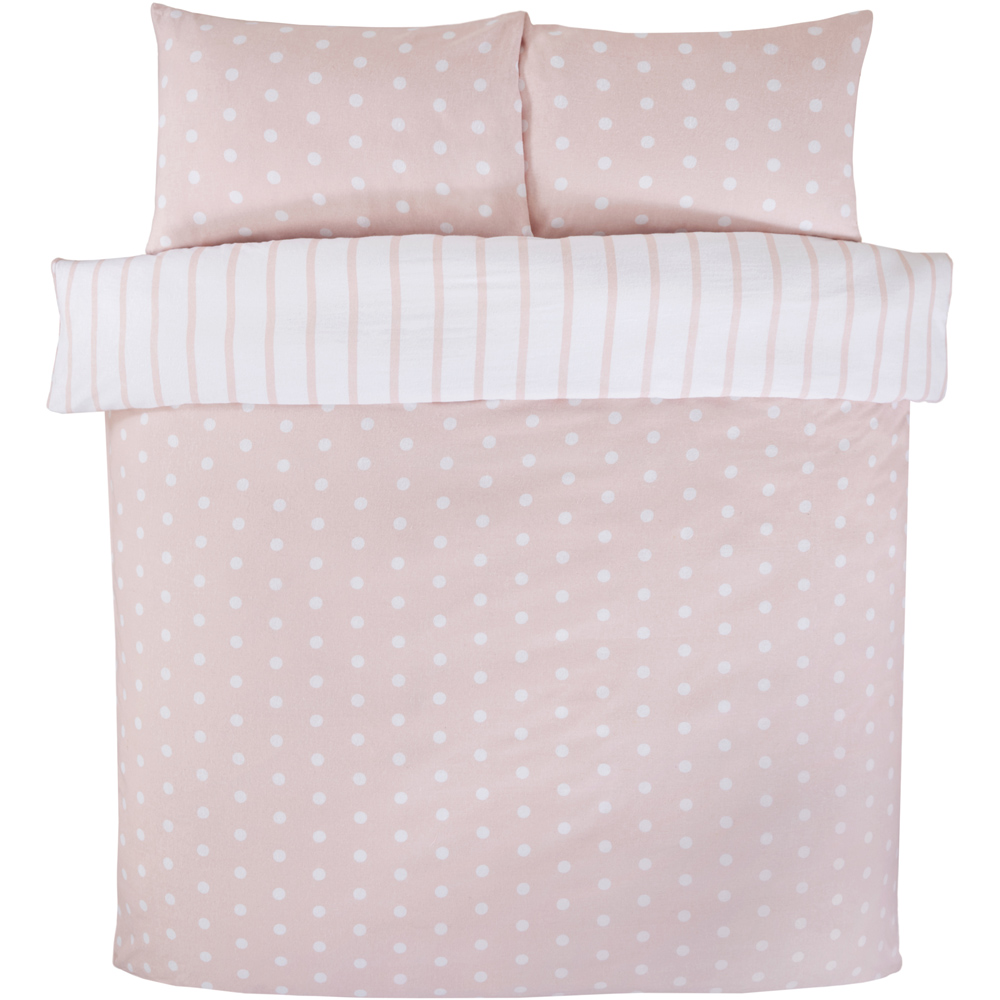Rapport Home So Soft Spots and Stripes King Size Blush Brushed Microfibre Duvet Set Image 2