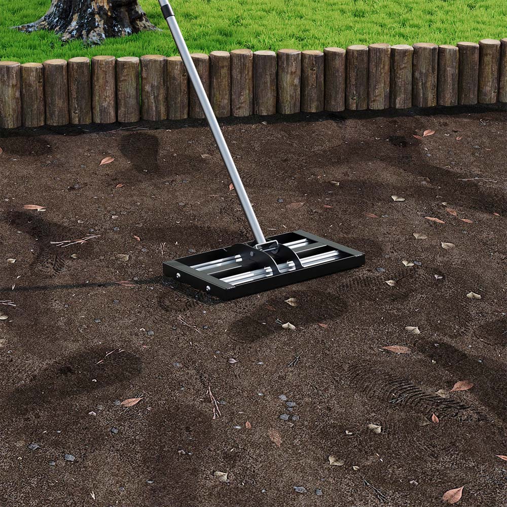 43 x 25cm Garden Lawn Levelling Rake with Aluminium Alloy Rollers Image 5