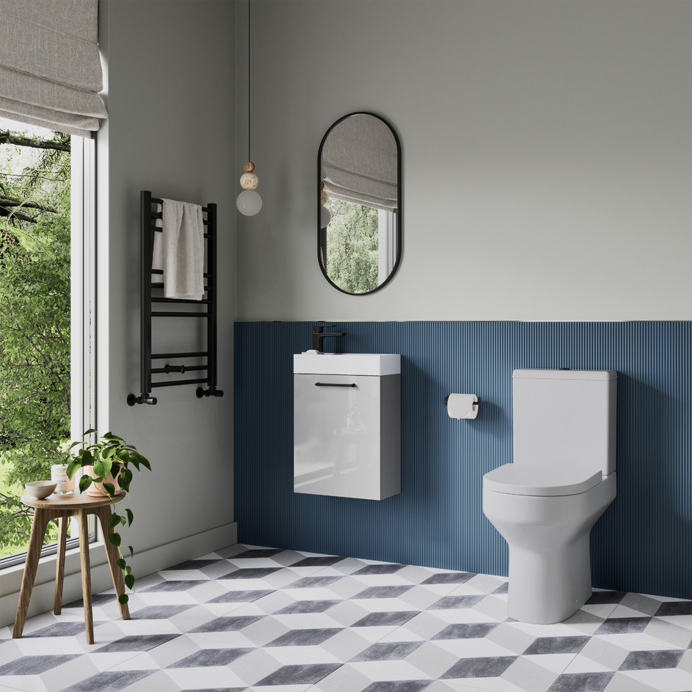 Bathstore Milford Single Door Grey Wall Hung Basin Unit 410mm Image 2