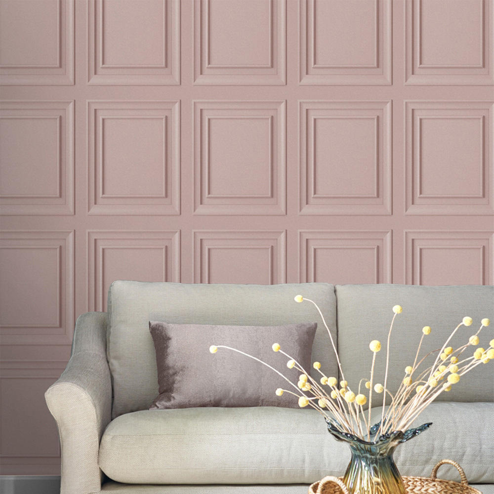 Laura Ashley Redbrook Wood Panel Blush Wallpaper Image 3