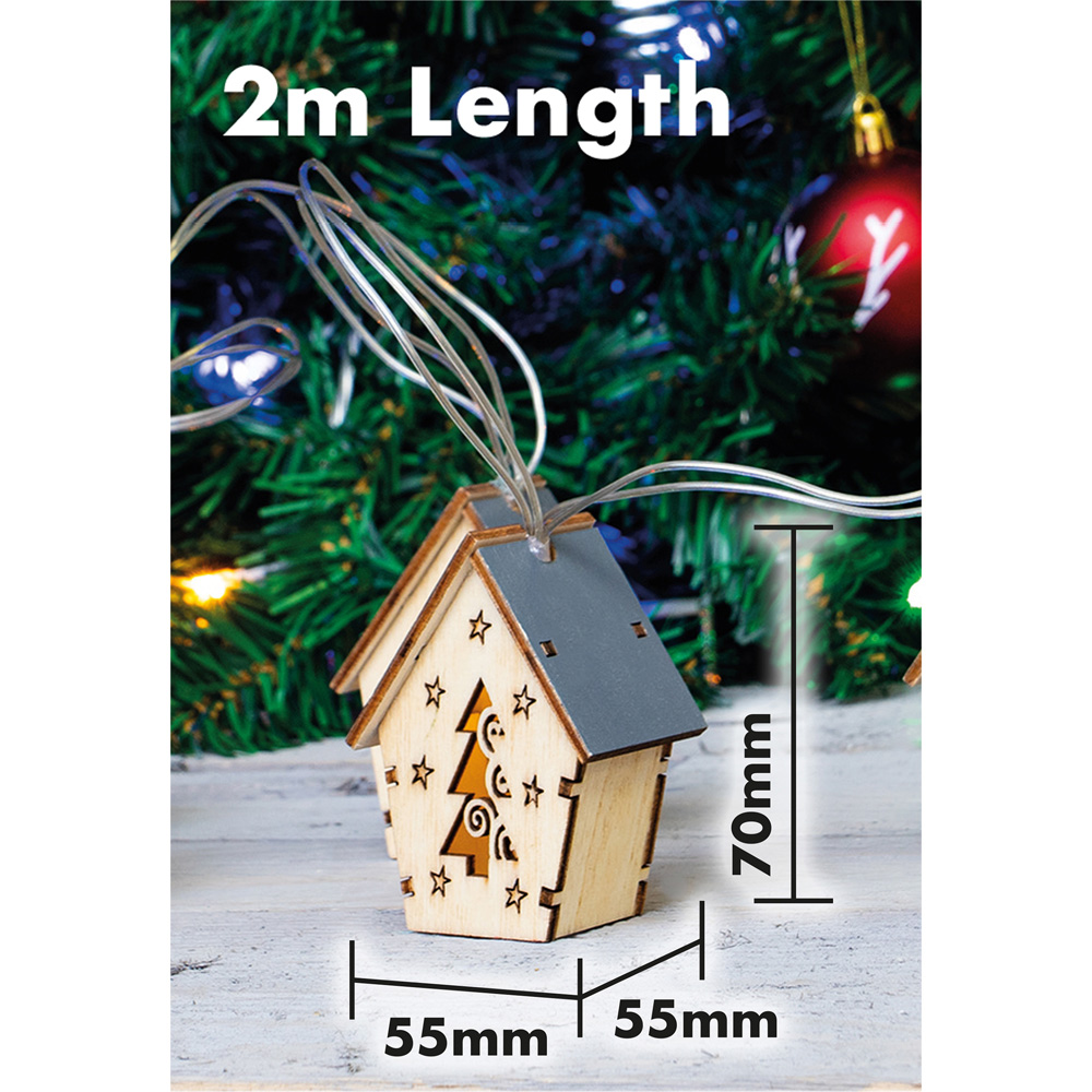 St Helens 10 LED Wooden Hanging Christmas House Decoration Image 4